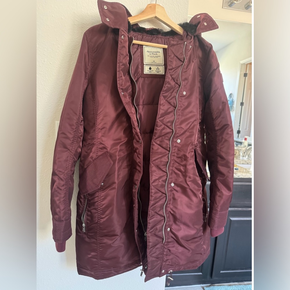Abercrombie and Fitch Burgundy Waterproof Jacket